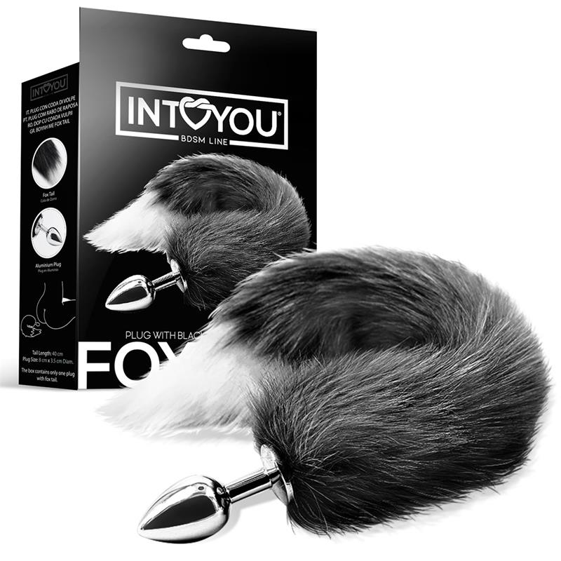 INTOYOU BDSM LINE ANAL PLUG BLACK AND WHITE FOXY TAIL