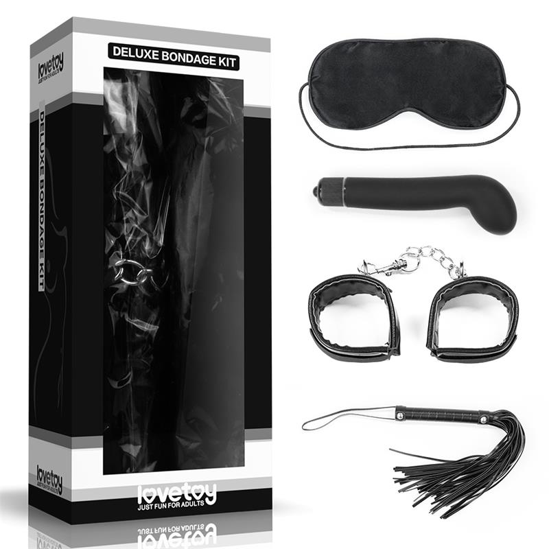 LOVETOY BONDAGE KIT DELUXE WITH VIBRATOR BLACK
