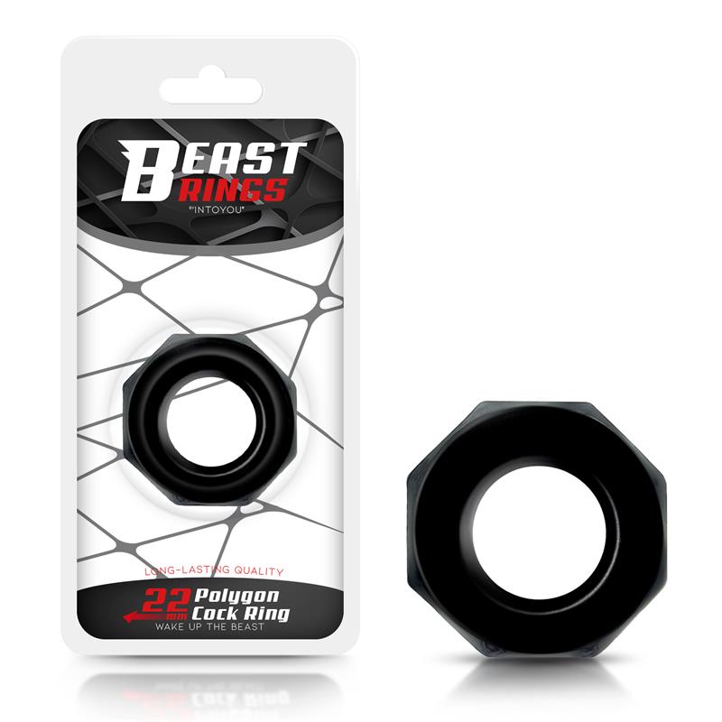 BEAST RINGS COCK RING SUPER FLEXIBLE POLYGONAL 2.2 CM BLACK