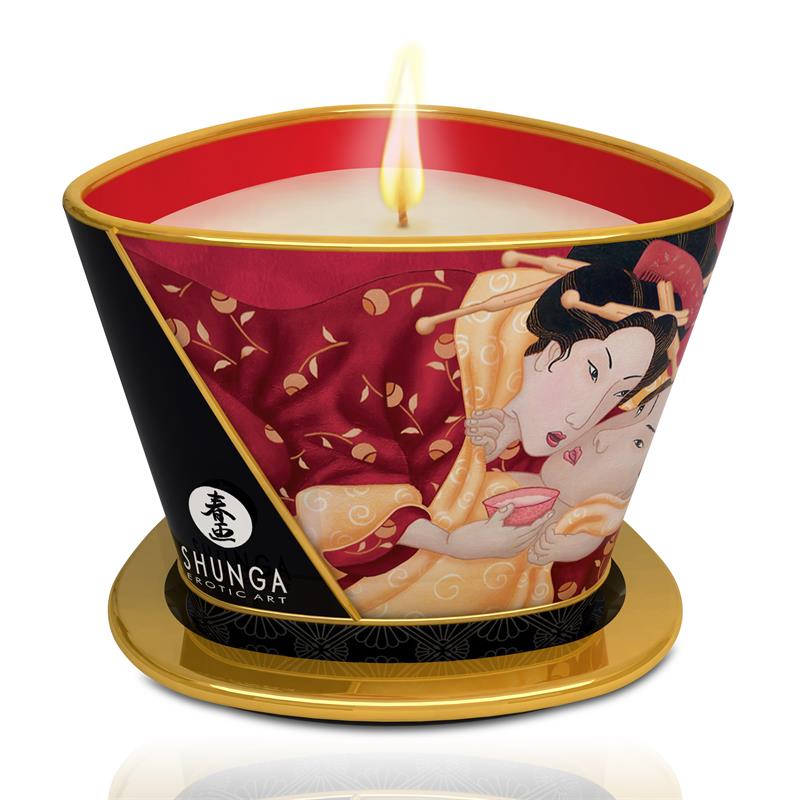 Shunga Vela de Massagem aroma Champanhe e morango