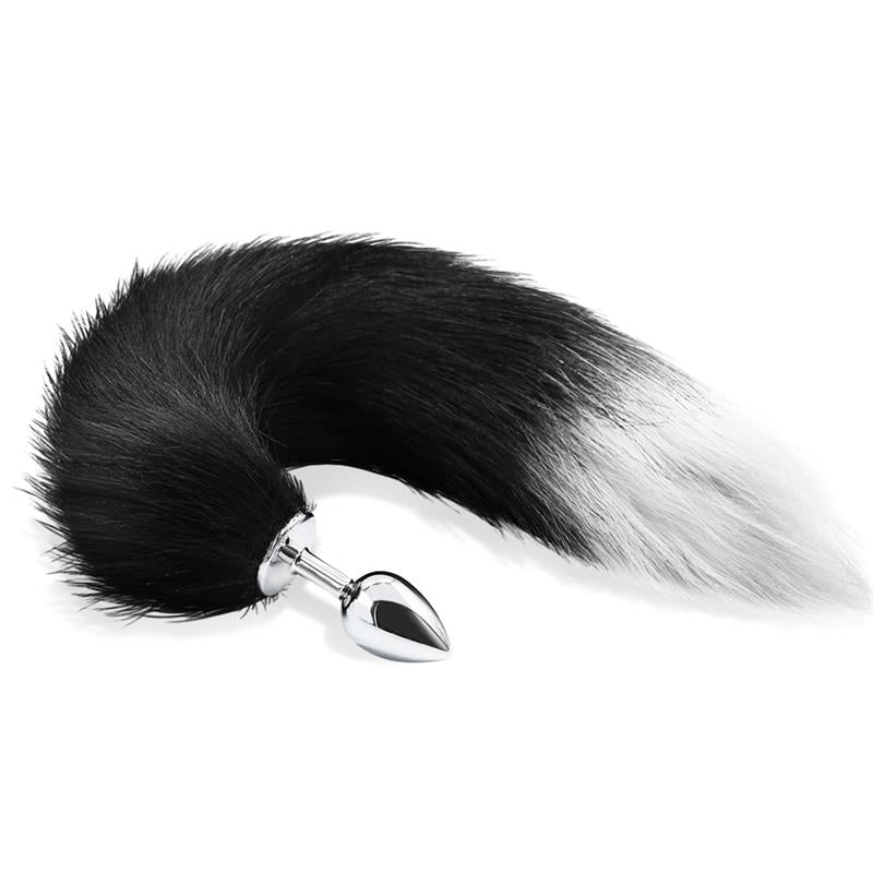 INTOYOU BDSM LINE ANAL PLUG BLACK AND WHITE FOXY TAIL