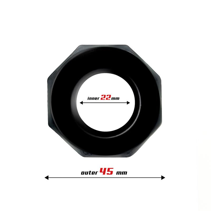 BEAST RINGS COCK RING SUPER FLEXIBLE POLYGONAL 2.2 CM BLACK