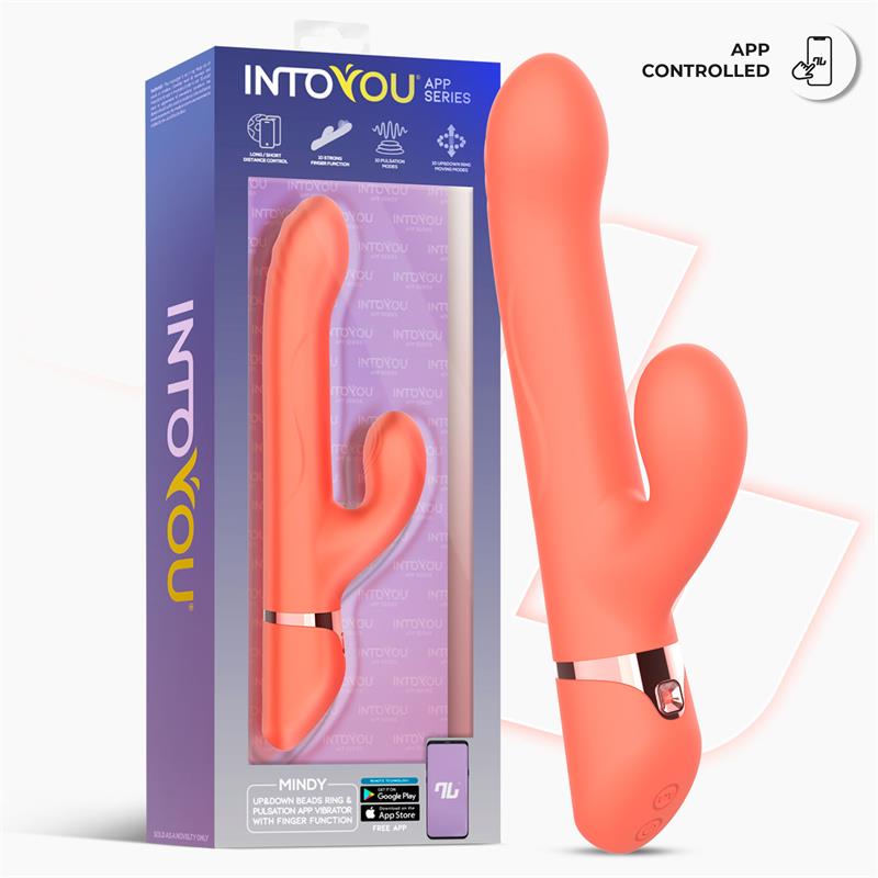 INTOYOU APP SERIES MINDY VIBE WITH UP AND DOWN BEADS RING, FINGER AND PULSATION WITH APP