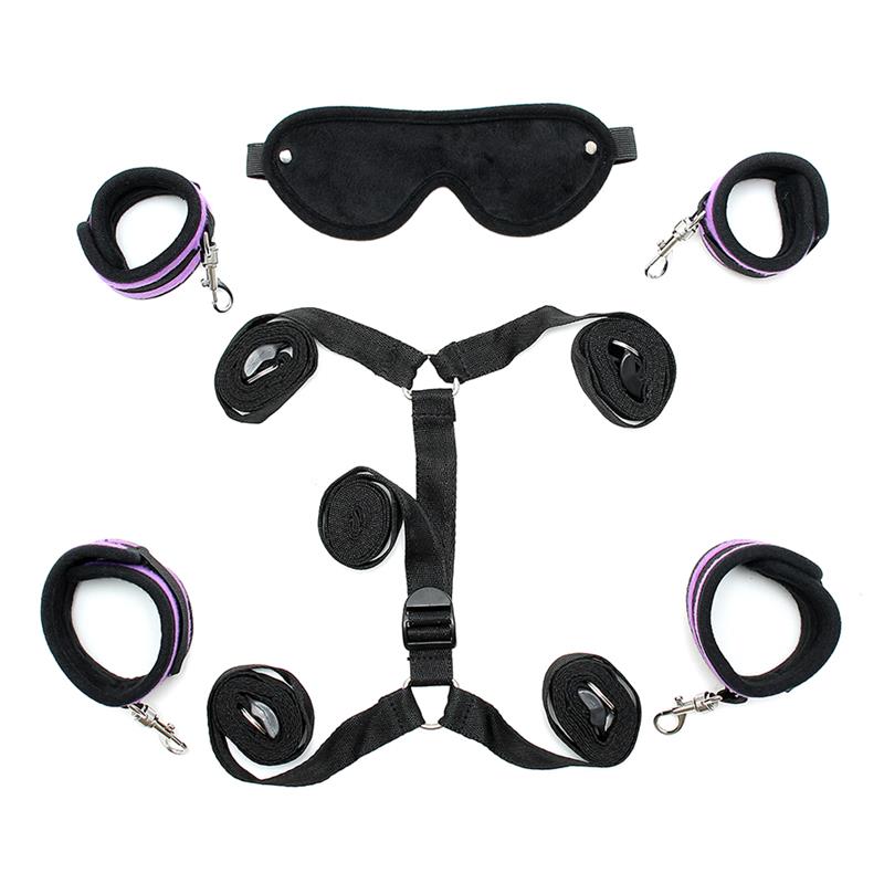 BONDAGE PLAY UNDER THE MATTRESS RESTRAINT SET PURPLE