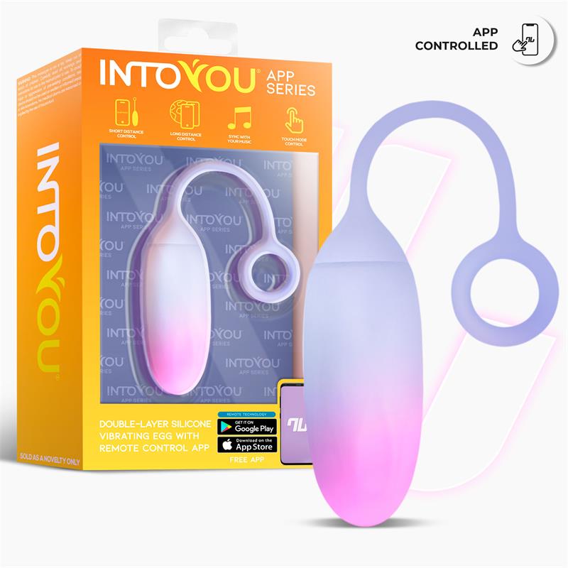 INTOYOU APP SERIES VIBRATING EGG WITH APP DOUBLE LAYER SILICONE PINK/BLUE