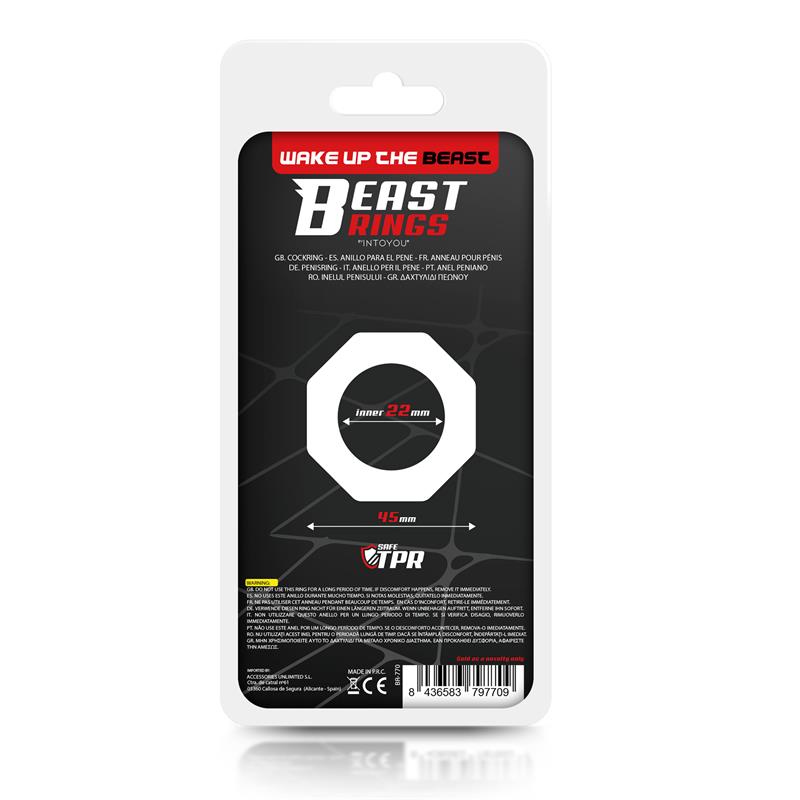 BEAST RINGS COCK RING SUPER FLEXIBLE POLYGONAL 2.2 CM BLACK