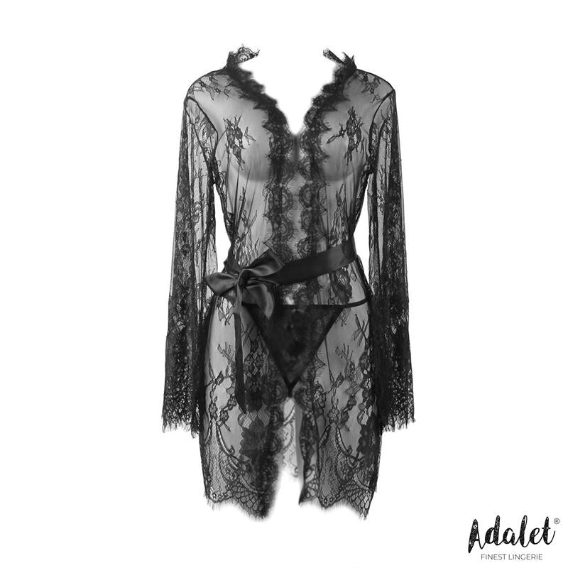 Adalet Lingerie Lucy camisa preta semi transparente com tanga