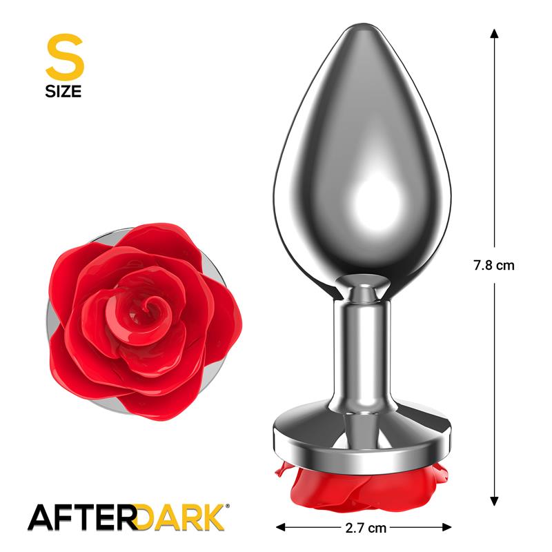 Plug Anal em Metal com rosa vermelha tamanho S