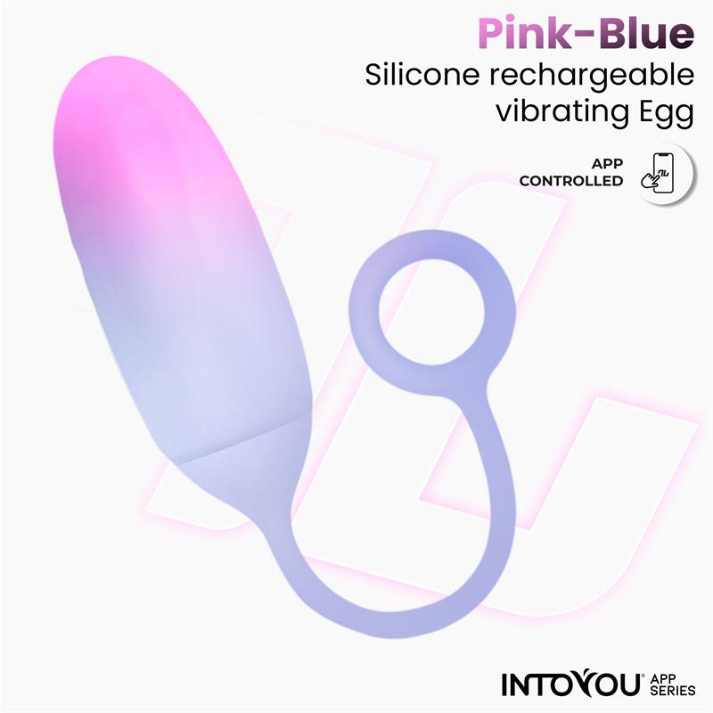 INTOYOU APP SERIES VIBRATING EGG WITH APP DOUBLE LAYER SILICONE PINK/BLUE