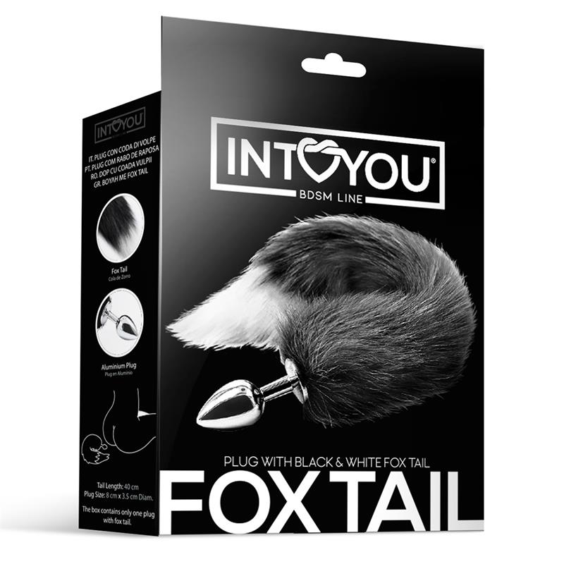 INTOYOU BDSM LINE ANAL PLUG BLACK AND WHITE FOXY TAIL