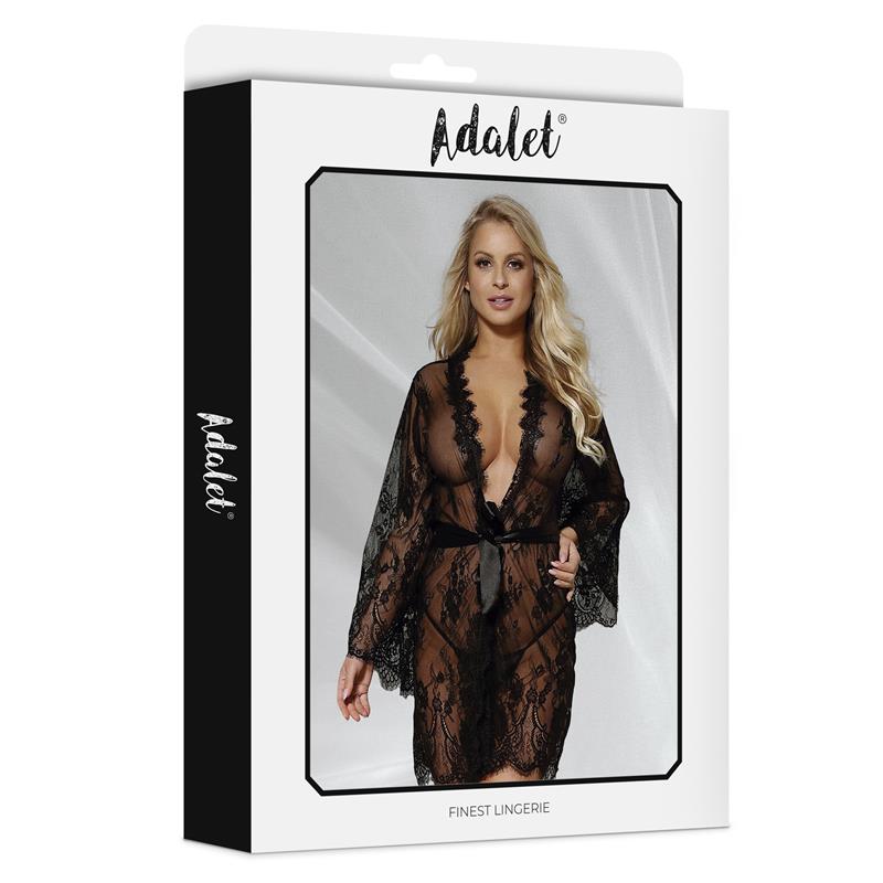 Adalet Lingerie Lucy camisa preta semi transparente com tanga