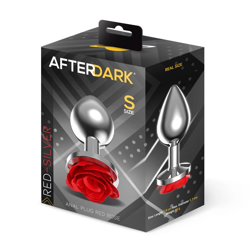 Plug Anal em Metal com rosa vermelha tamanho S
