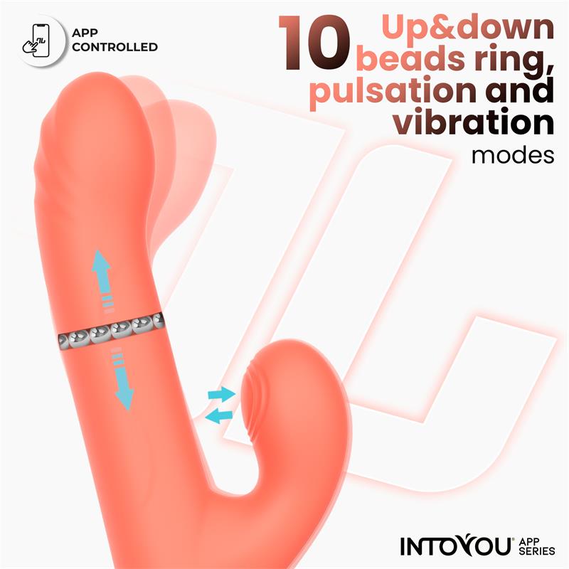 INTOYOU APP SERIES MINDY VIBE WITH UP AND DOWN BEADS RING, FINGER AND PULSATION WITH APP