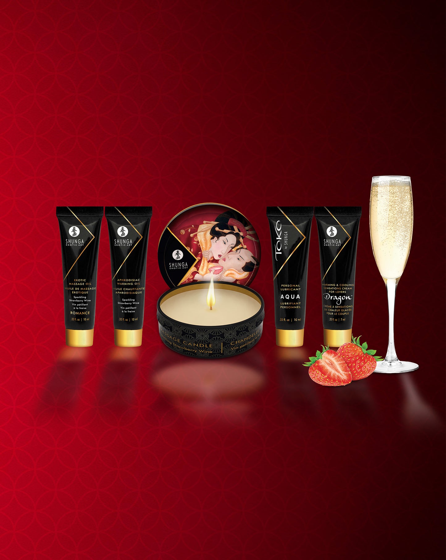 Shunga kit Geisha Secrets de Espumante e morango