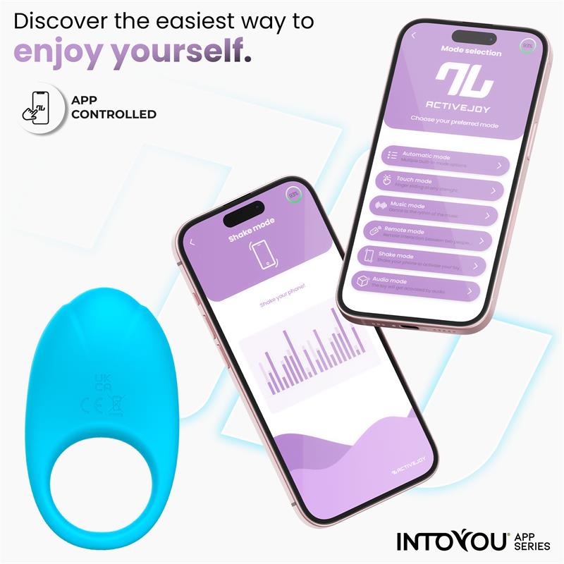INTOYOU APP SERIES RINGO VIBRATING RING WITH APP UNIBODY BLUE