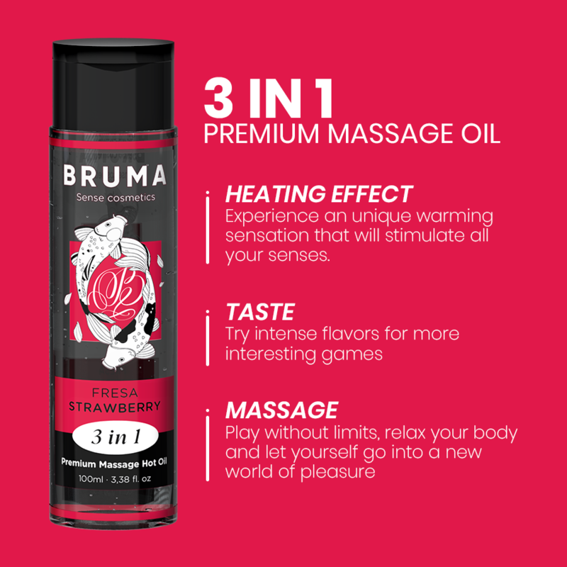 Bruma - Óleo de massagem de morango com efeito calor