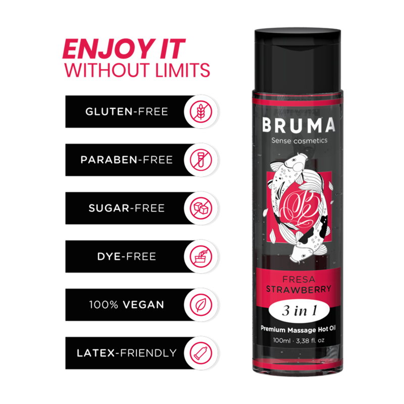 Bruma - Óleo de massagem de morango com efeito calor