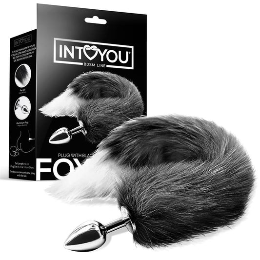 INTOYOU BDSM LINE ANAL PLUG BLACK AND WHITE FOXY TAIL