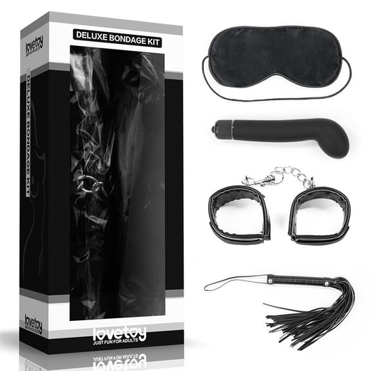 LOVETOY BONDAGE KIT DELUXE WITH VIBRATOR BLACK