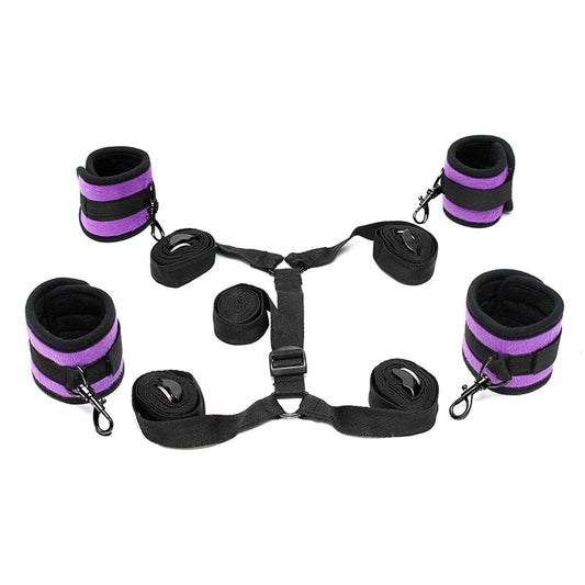 BONDAGE PLAY UNDER THE MATTRESS RESTRAINT SET PURPLE