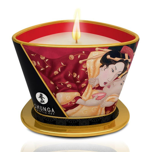 Shunga Vela de Massagem aroma Champanhe e morango