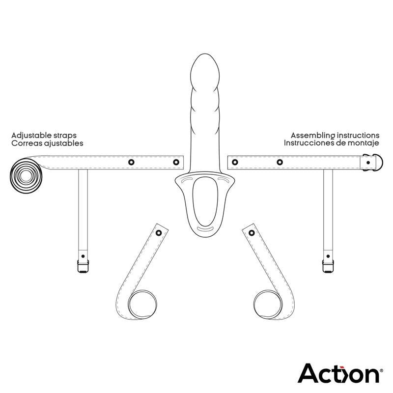 ACTION STRAP-ON WITH HOLLOW DILDO PREMIUM SILICONE SIZE S BLACK